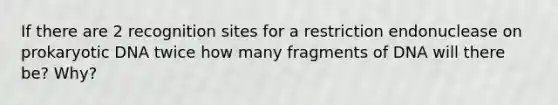 If there are 2 recognition sites for a restriction endonuclease on prokaryotic DNA twice how many fragments of DNA will there be? Why?