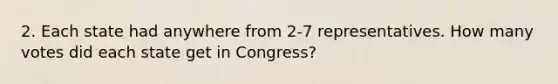 2. Each state had anywhere from 2-7 representatives. How many votes did each state get in Congress?