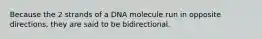 Because the 2 strands of a DNA molecule run in opposite directions, they are said to be bidirectional.