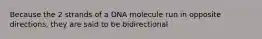 Because the 2 strands of a DNA molecule run in opposite directions, they are said to be bidirectional