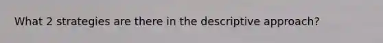 What 2 strategies are there in the descriptive approach?