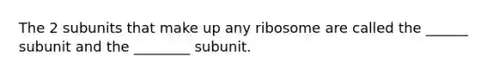 The 2 subunits that make up any ribosome are called the ______ subunit and the ________ subunit.