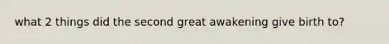 what 2 things did the second great awakening give birth to?