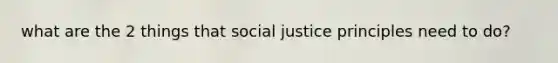 what are the 2 things that social justice principles need to do?