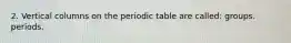 2. Vertical columns on the periodic table are called: groups. periods.