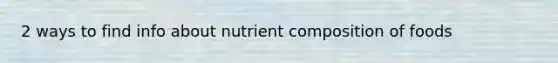 2 ways to find info about nutrient composition of foods