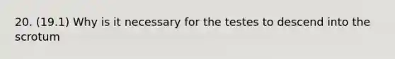 20. (19.1) Why is it necessary for the testes to descend into the scrotum