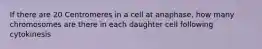 If there are 20 Centromeres in a cell at anaphase, how many chromosomes are there in each daughter cell following cytokinesis