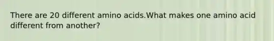 There are 20 different amino acids.What makes one amino acid different from another?