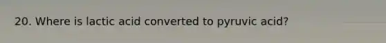 20. Where is lactic acid converted to pyruvic acid?