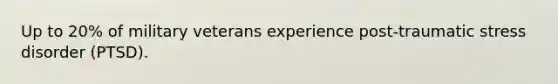Up to 20% of military veterans experience post-traumatic stress disorder (PTSD).