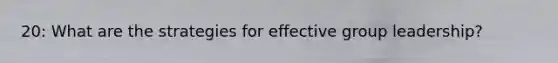20: What are the strategies for effective group leadership?
