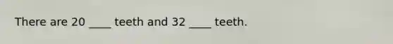 There are 20 ____ teeth and 32 ____ teeth.