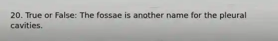 20. True or False: The fossae is another name for the pleural cavities.