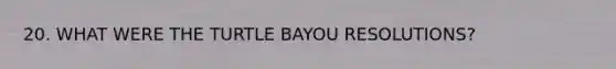 20. WHAT WERE THE TURTLE BAYOU RESOLUTIONS?