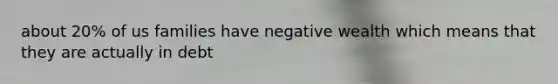 about 20% of us families have negative wealth which means that they are actually in debt