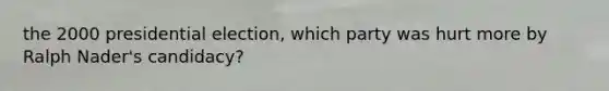 the 2000 presidential election, which party was hurt more by Ralph Nader's candidacy?