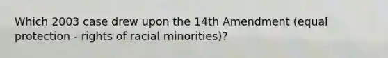 Which 2003 case drew upon the 14th Amendment (equal protection - rights of racial minorities)?