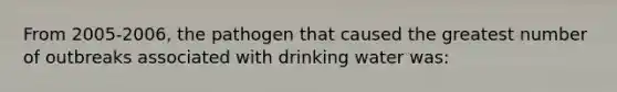 From 2005-2006, the pathogen that caused the greatest number of outbreaks associated with drinking water was: