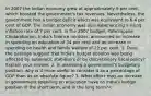 In 2007 the Indian economy grew at approximately 9 per cent, which boosted the government's tax revenues. Nevertheless, the government had a budget deficit which was equivalent to 6.4 per cent of GDP. The Indian economy was also experiencing a rising inflation rate of 7 per cent. In the 2007 budget, Palaniappan Chidambaram, India's finance minister, announced an increase in spending on education of 34 per cent and an increase in spending on health and family welfare of 22 per cent. 1. Does the passage suggest that India's budget position was being affected by automatic stabilisers or by discretionary fiscal policy? Explain your answer. 2. In assessing a government's budgetary position, why is it more useful to consider it as a percentage of GDP than as an absolute figure? 3. What effect may an increase in government spending on education have on India's budget position in the short term, and in the long term?<