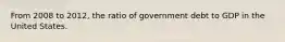 From 2008 to 2012, the ratio of government debt to GDP in the United States.