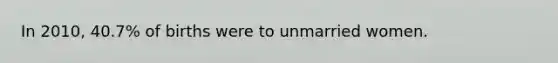 In 2010, 40.7% of births were to unmarried women.
