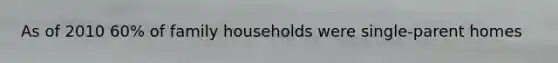 As of 2010 60% of family households were single-parent homes