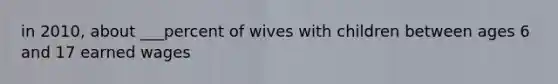 in 2010, about ___percent of wives with children between ages 6 and 17 earned wages