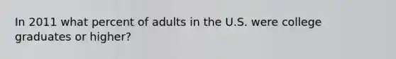 In 2011 what percent of adults in the U.S. were college graduates or higher?