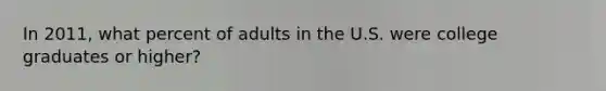 In 2011, what percent of adults in the U.S. were college graduates or higher?