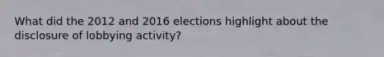 What did the 2012 and 2016 elections highlight about the disclosure of lobbying activity?