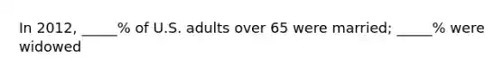 In 2012, _____% of U.S. adults over 65 were married; _____% were widowed