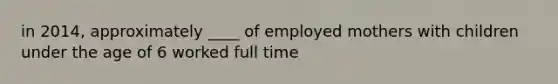 in 2014, approximately ____ of employed mothers with children under the age of 6 worked full time