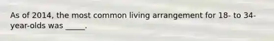 As of 2014, the most common living arrangement for 18- to 34-year-olds was _____.