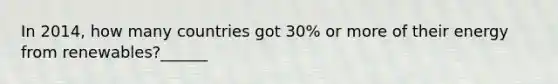 In 2014, how many countries got 30% or more of their energy from renewables?______