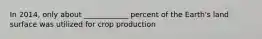 In 2014, only about ____________ percent of the Earth's land surface was utilized for crop production