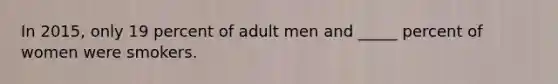 In 2015, only 19 percent of adult men and _____ percent of women were smokers.