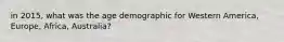 in 2015, what was the age demographic for Western America, Europe, Africa, Australia?