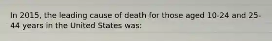 In 2015, the leading cause of death for those aged 10-24 and 25-44 years in the United States was: