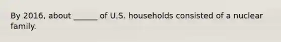 By 2016, about ______ of U.S. households consisted of a nuclear family.