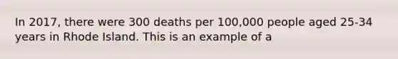 In 2017, there were 300 deaths per 100,000 people aged 25-34 years in Rhode Island. This is an example of a