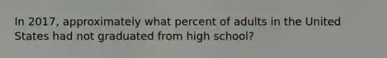 In 2017, approximately what percent of adults in the United States had not graduated from high school?