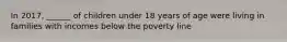 In 2017, ______ of children under 18 years of age were living in families with incomes below the poverty line