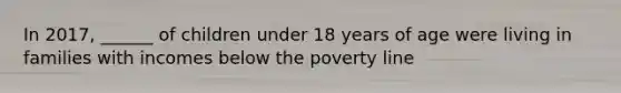 In 2017, ______ of children under 18 years of age were living in families with incomes below the poverty line