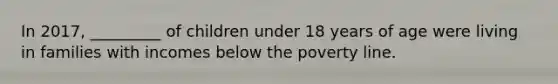 In 2017, _________ of children under 18 years of age were living in families with incomes below the poverty line.