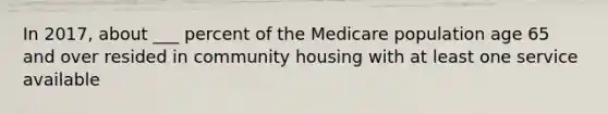 In 2017, about ___ percent of the Medicare population age 65 and over resided in community housing with at least one service available