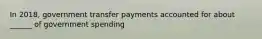 In 2018, government transfer payments accounted for about ______ of government spending