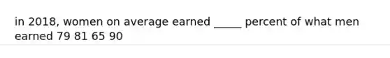 in 2018, women on average earned _____ percent of what men earned 79 81 65 90