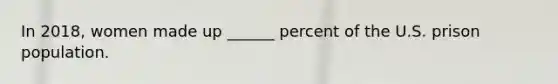 In 2018, women made up ______ percent of the U.S. prison population.