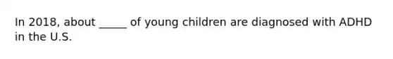 In 2018, about _____ of young children are diagnosed with ADHD in the U.S.